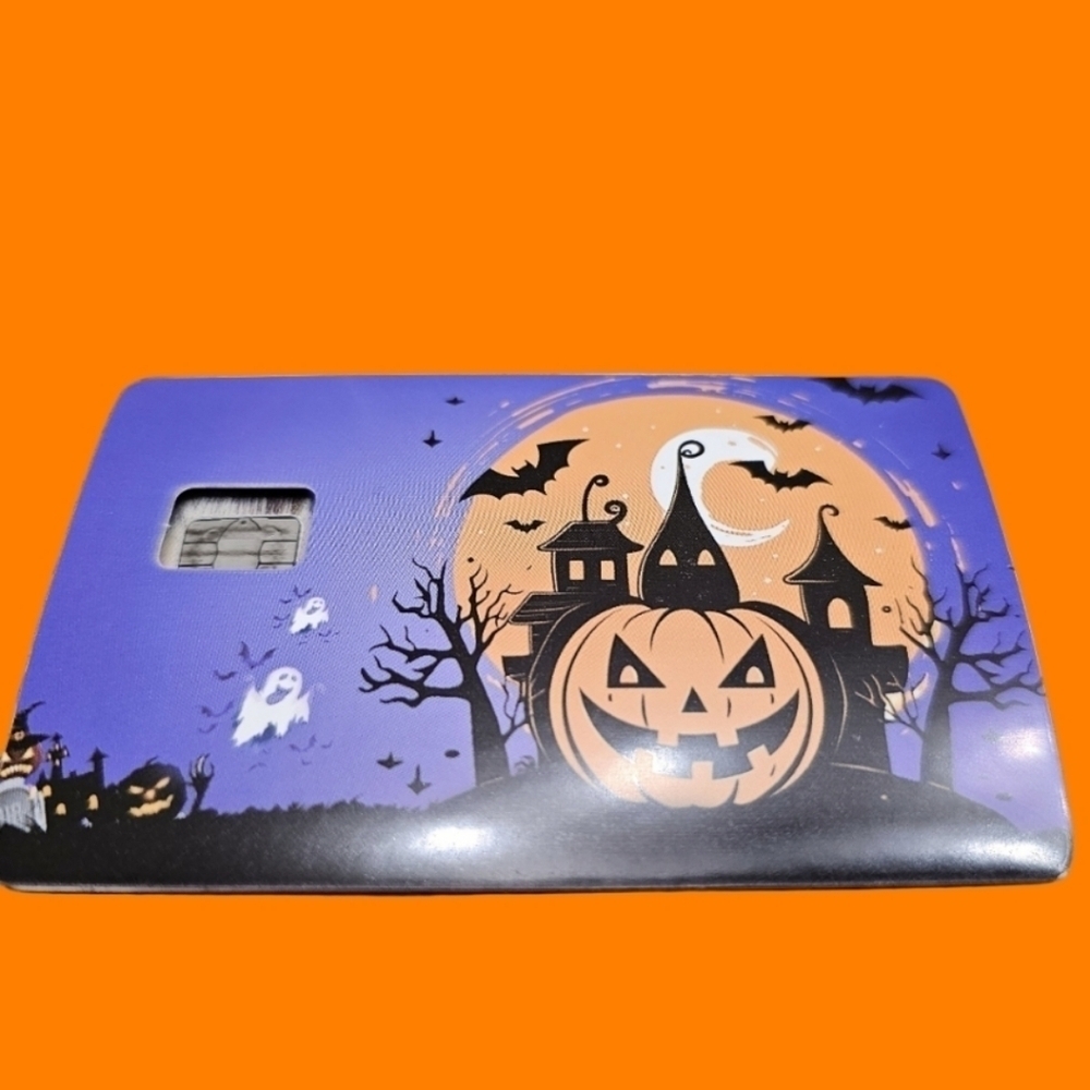 Haunted house & jack o'lanten credit card skin